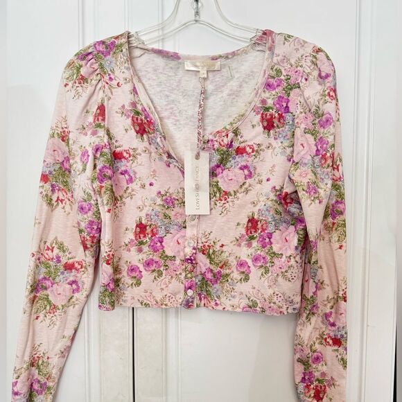 NEW LOVESHACKFANCY jonah crop cardigan in shimmering springs - Picture 4 of 5